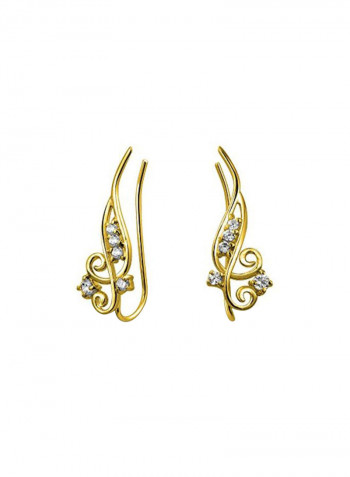 14 Karat Gold Plated 925 Sterling Silver Cubic Zirconia Studded Ear Cuff