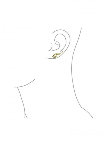 14 Karat Gold Plated 925 Sterling Silver Cubic Zirconia Studded Ear Cuff