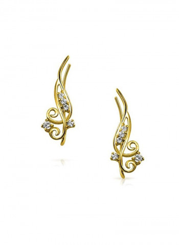14 Karat Gold Plated 925 Sterling Silver Cubic Zirconia Studded Ear Cuff