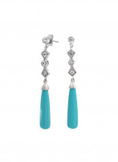 925 Sterling Silver Cubic Zirconia Studded Tear Drop Earrings