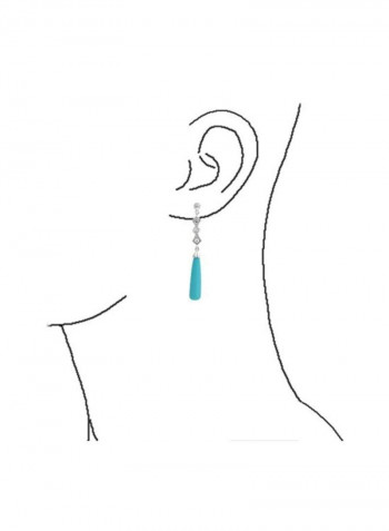 925 Sterling Silver Cubic Zirconia Studded Tear Drop Earrings