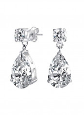 925 Sterling Silver Cubic Zirconia Studded Teardrop Earrings