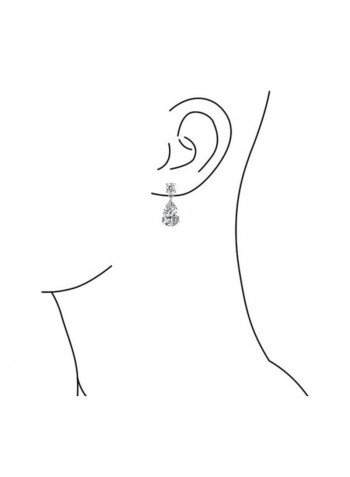 925 Sterling Silver Cubic Zirconia Studded Teardrop Earrings