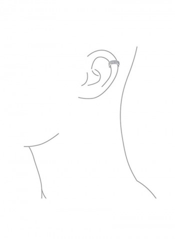925 Sterling Silver Rhodium Plated 0.01 ct Cubic Zirconia Studded Cartilage Ear Cuffs