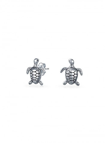 925 Sterling Silver Turtle Design Stud Earrings
