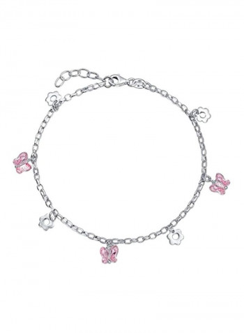 925 Sterling Silver Crystal Studded Anklet