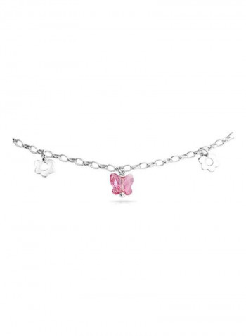 925 Sterling Silver Crystal Studded Anklet