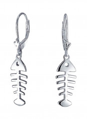 925 Sterling Silver Fishbone Designed Dangle Earrings
