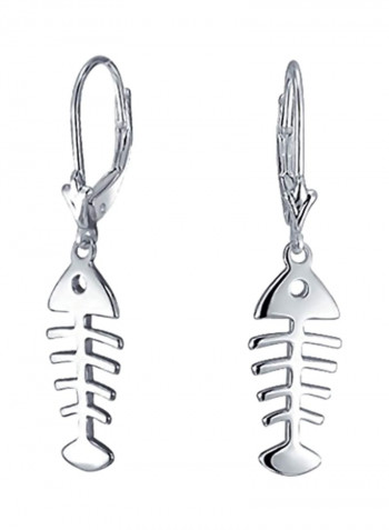 925 Sterling Silver Fishbone Designed Dangle Earrings