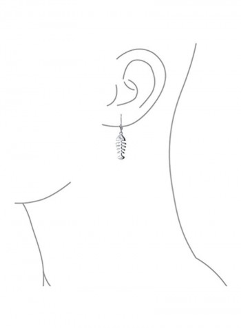 925 Sterling Silver Fishbone Designed Dangle Earrings