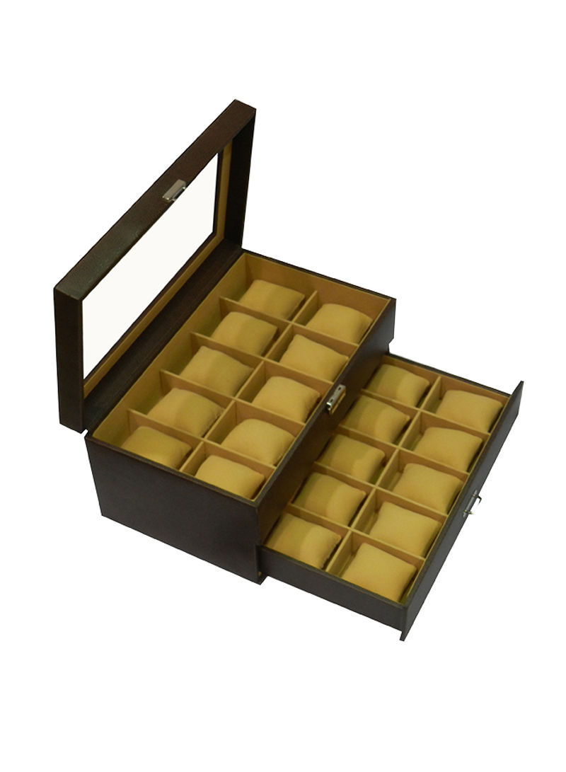 Designer Faux Leather Watch Box With Glass Top