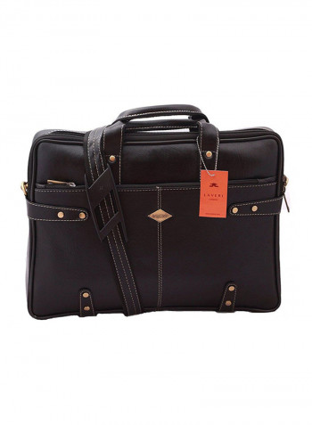Leather Multipurpose Zipper Messenger Bag Black