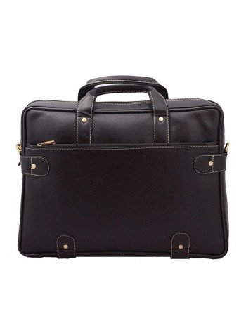 Leather Multipurpose Zipper Messenger Bag Black