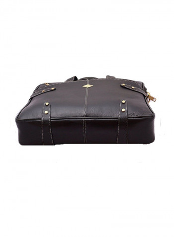 Leather Multipurpose Zipper Messenger Bag Black