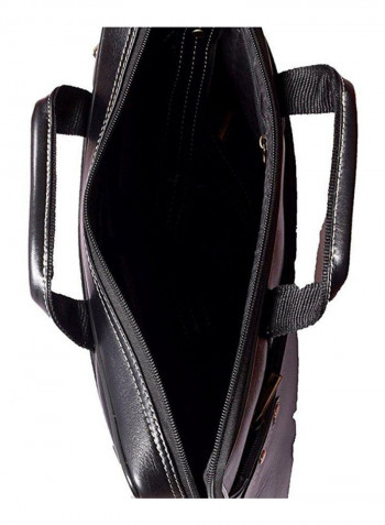 Leather Multipurpose Zipper Messenger Bag Black
