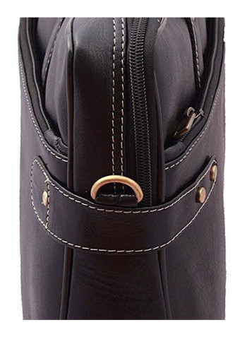 Leather Multipurpose Zipper Messenger Bag Black