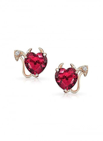 Rose Gold Plated 925 Sterling Silver Cubic Zirconia Studded Heart Shape Earrings