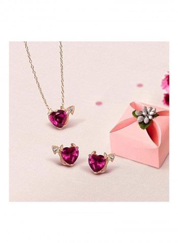 Rose Gold Plated 925 Sterling Silver Cubic Zirconia Studded Heart Shape Earrings