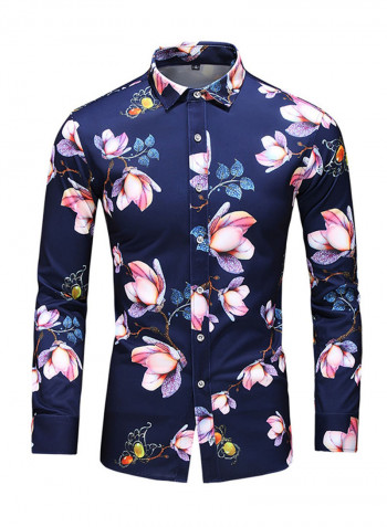 Floral Printed Shirt Blue/Pink