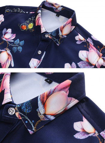 Floral Printed Shirt Blue/Pink