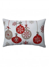 Christmas Themed Throw Pillow Grey/Brown/Red 18x18x5inch
