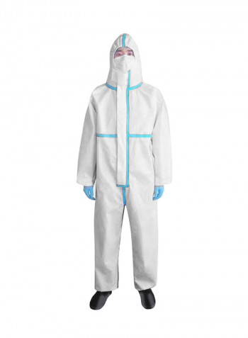 Breathable Hooded Suit With Elastic Cuff Blue/White