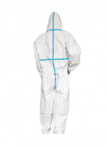 Breathable Hooded Suit With Elastic Cuff Blue/White