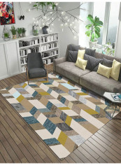 Geometric Color Block Cozy Floor Mat Multicolour 80(W)x120(L)centimeter