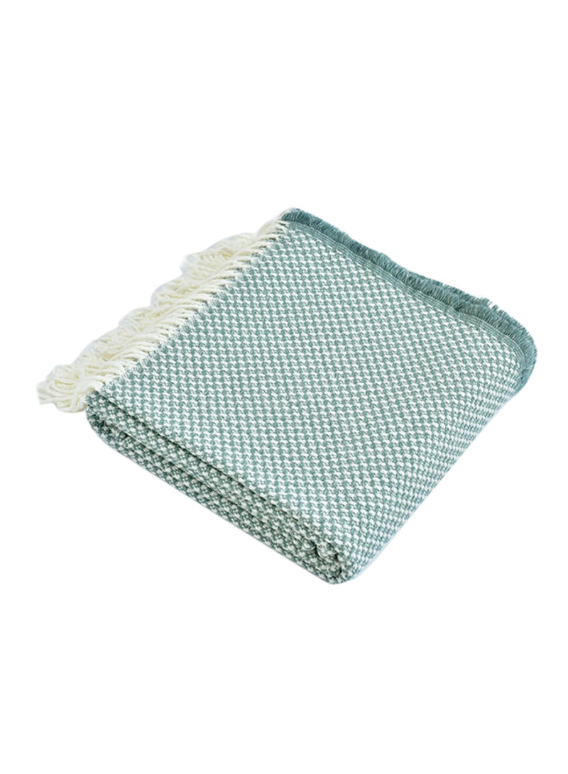 Knitted Throw Blanket Polyester Blue 130x200centimeter