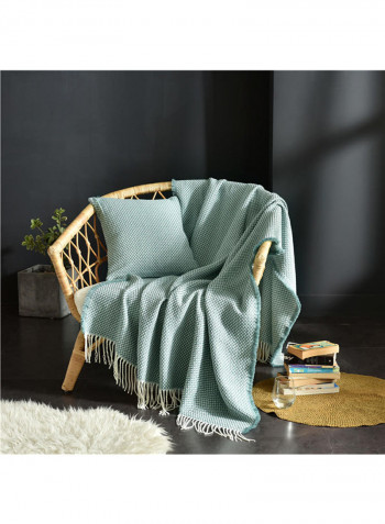 Knitted Throw Blanket Polyester Blue 130x200centimeter