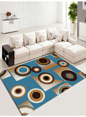 Geometric Pattern Washable Living Room Soft Mat Multicolour 80(W)x120(L)centimeter