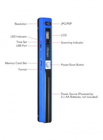 Portable Wireless Mini Scanner 30.9x9.8x4.9centimeter Blue/Black