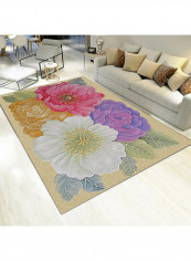 Color Block Flower Pattern Carpet Multicolour 80(W)x120(L)centimeter