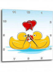 Cute Ducks With Two Red Hearts Wall Clock Multicolour 10 x 10inch