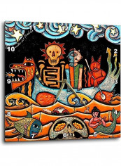 Devil's Dream Folk Art Printed Wall Clock Multicolour 13x13inch