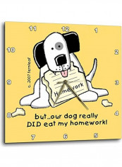Dog Ate Homework Printed Wall Clock Multicolour 10x10x0.1inch