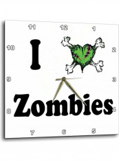 I Love Zombies Printed Wall Clock Multicolour 10x10x0.1inch