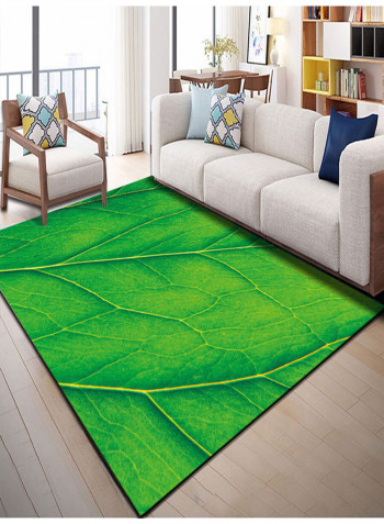 Leaf Pattern Print Soft Bedroom Mat Green 80(W)x120(L)centimeter