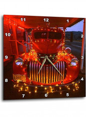 Vintage Fire Truck With Lights Wall Clock Multicolour 10x10inch