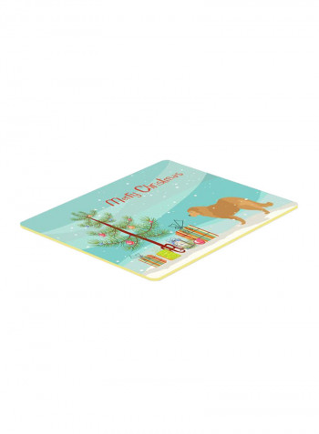 Caucasian Shepherd Dog Merry Christmas Tree Kitchen/Bath Mat Multicolour 11 x 11inch