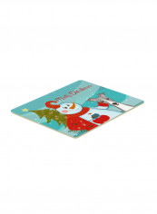 Snowman With Italian Greyhound Kitchen/Bath Mat Multicolour 11 x 11inch