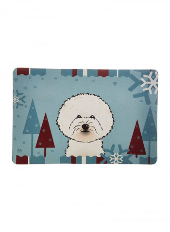 Winter Holiday Bichon Frise Kitchen/Bath Mat Multicolour 11 x 11inch