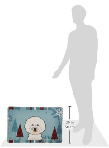 Winter Holiday Bichon Frise Kitchen/Bath Mat Multicolour 11 x 11inch