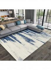 Modern Simple Abstract Art Colorblock Non-Slip Soft Rug White/Blue 120x160cm