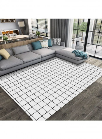 Modern Simple Plaids Pattern Rectangle Floor Rug White/Black 120 x 160cm