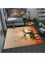 1-Piece Cartoon Likable Deer Printed Rectangle Rug Multicolour 120x160cm