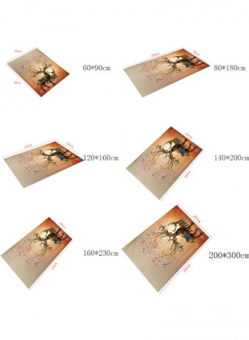 1-Piece Cartoon Likable Deer Printed Rectangle Rug Multicolour 120x160cm