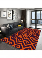 1 Piece Home Rug Geometric Pattern Anti-Skidding Classic Carpet Orange/Voilet 120x160cm