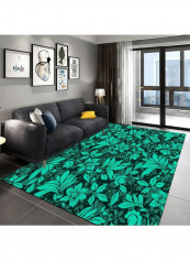 Floral Pattern Modern Style Anti-Skidding Simple Carpet Green 120 x 160cm