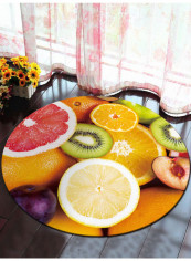 Lemons Printed Floor Mat Yellow/Green/Red 140x140cm